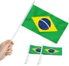 Баннерные флаги Anley Brazil Mini Flag рука с маленькой миниатюрной бразильцем на устойчивых к палке Fade Vivid Colors 5x8 дюймов с твердым p8839597