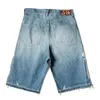 Kapital hirata hohiro pantalon détendu en vrac brodé le lavage en os utilisé des shorts de jean de bord brut pour les hommes et les femmes jeans décontractés 240327