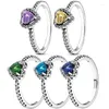 Anelli a grappolo autentico 925 Sterling Sterling Elevato Giallo Purple Heart con cristallo per donne Gioielli da regalo di San Valentino