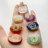 Decorative Figurines Natural Stone Seven Chakras Quartz Crystal Carved Oval Pendants For Jewelry Accessories