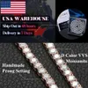 الولايات المتحدة الأمريكية المخزون المجوهرات الهيب هوب الجنيه الاسترليني Sier VVS Moissanite Diamond Classic Tennis Necklace for Men Women 2024