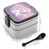 Dinnerware Albino Rat Double Layer Bento Box Lunch Salad Mouse Animal Rodent Pet Cute Pastel Purple Pink