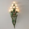 Vägglampor belle amerikansk stil landsbygd lampa fransk pastoral led kreativ blomma vardagsrum sovrum korridor hem dekoration