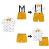 Ensembles de vêtements 2024 Toddler gentleman tenue enfants chemise à manches courtes avec pantalon papillon bébé vêtements garçons enfants