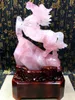 Figurines décoratives 2700g Natural Pink Crystal Quartz Horse Horse Home Decor Stand de guérison