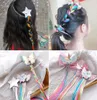 Gökkuşağı tek boynuzlu at saç klipsleri bowows kız bowknot barrettes ile gradyan sahte saç barrettes çocuklar saç aksesuar partisi hediyeler9428944