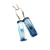 Boucles d'oreilles en peluche de haute qualité incrustées rectangular bleu cristal goutte pour femmes charme minimaliste de la mode