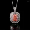 Colliers pendants Eyika Luxury Brilliant Cut Yellow Red Stone Square Collier Zircon Cravhed Created Emerald Choker Fine bijoux