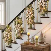 Decorative Flowers 1pc Christmas Wreath With LED Lights Stair Garland Decoration Holiday Classic Nordic Home Atmosphere Pendant 60 35cm