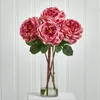 Decorative Flowers Rose Artificial Flower Arrangement With Cylinder Vase