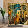 Zasłony prysznicowe Starożytna Egipt Zestaw Egiptian Beauty Wystrój łazienki retro egzotyczny salon wiszący materiał wodoodporna wanna