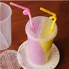 Wegwerpbekers rietjes 4 stks net rood drinken creatief delen cup melkthee koffiefeestje verjaardagsdrank hard plastic met deksel