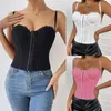 Camisoles Tanks Женские летние кружевные кружевные сетки Sexy Vintage Spaghetti Stop Top Open Back Back Coseed Corset Выход на вечеринку 2024