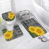 Tappetini da bagno 3pcs pianta di fiori di girasole Lettera floreale design anti -slip tappetino da bagno set di vanne per toilette lavabile alfombra bano