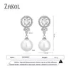 Zakol Luxury Round Imitation Pearl Slever Boucle d'oreille pour les femmes Fashion Cubic Zirconia Engagement Bijoux de mariage EP5528 240410