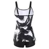 Women's Swimwear U-neck Sleeveless Tops Swimming Trunks Set Floral Print Tankini With Tummy Control Boy Shorts Summer Padded