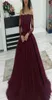 2018安いQuinceanera Ball Gown Dresses Burgundy Off Shoulder Lace Applique長袖Tulle Puffy Party Plus Size Prom Evening6451406