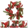 Decorative Flowers Christmas Wreath Decoration Winter Red Plaid Garland Farmhouse Welcome Pine Cones Decorations