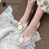 Casual Shoes Pointed Toe Grunt lägenheter Single Metal Round Buckle Moccasins Autumn All Match Side Hollow Cut Women Slip On Loafers