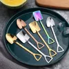 Gumo do kawy 2PC/Set Stal nierdzewna Łopata Kształt Herbata Sugar Spoon Ice Cream Desser łyżeczka dzieci