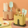 Kitchen Storage Drain Rack Detachable Cutlery Base Chopsticks Organizer Solid Color Keep Neat Spoon Large Capacity Quick Drainage