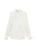 女性のブラウスSuyadream Women Solid Shirts 95％Silk 5％Spandex Embroidery Stand Collar 2024 Spring Summer Office Lady Top