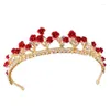 Hair Accessoires Prinzessin Crown Band Kinder rot Rose Blume Tiara Modelegierung Pearl Strass Haarband Girls Party