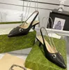 Высококачественные Slingbacks Luxury Designer Sandals 4,5 см на каблуках повседневная подлинная кожаная металлическая пряжка