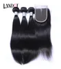 9A Malezji Virgin Hair Bundles z zamknięciem Malezji proste ludzkie włosy splot i zamykają naturalny czarny skórz kolorowy wyrównany 6715572