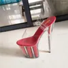 Dansskor Sexig Crystal 20cm Super Dancing High-Heeled Ladies 'Sandals 8-tums Model Catwalk