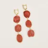 Dangle Earrings G-G Natural Red Coral Slice Chunky Nugget Freeform For Lady Boho Jewelry