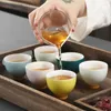 Theeware sets 6pcs keramische theekop goud geschilderd China porseleinbekers aardewerk drinkware servies water mok voor cadeau