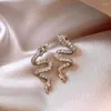 Stud -oorbellen Luxe metalen Dragon Snake For Women 2024 Exquise Sparkling Crystal Mini Chinese roestvrijstalen oorstoppen