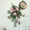 Decorative Flowers Artificial Plant Silk Fake Honey Roses Wall Hanging Coffee Shop Decor Simulation Flower Purple Rose El Decoration