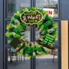 Dekorativa blommor St Patrick's Day främre dörrskylt Irish Clover Wreath Grön Välkommen för lyckliga rustika runda kransar