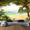 Tapestries Palm Beach Sunset Tapestry Landscape Wall Hanging Bohemian Fabric Printing Large Aesthetic Indoor Bedroom Decoration