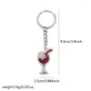 Keychains Acrylic Red Wine Glass Goblet For Women Men Gift Unique Creative Funny Drink Bag Box Car Key Ring Accessories Jewelry