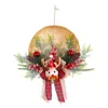 Decorative Flowers Christmas Artificial Wreath Festive Holiday Garland Santa Snowman Elk With Pine Cone Berry Green Leaves Cypress Branch