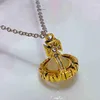 Empress Dowager Saturnns Old Gold Necklace Light Luxury Small Circle Letter Threensional Planet Collar Chain Female Kvinna