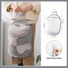 Laundry Bags Wall Mount Foldable Basket Large Capacity Organizer For Household Dirty Clothes Nylon Mesh Bag Toy Storage Hampers