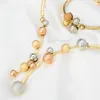 Halskette Ohrringe Set Zeadear Drei-Farben-Ball 18k Gold plattiert Armband Ring für Hochzeitsfeier Jubiläum Geschenke