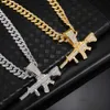 Hommes femmes hip hop glacés out collier de pendentif armes à feu subhine bling avec colliers de hiphop de chaîne cubaine de 13 mm miami bijoux de mode