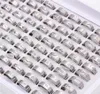 100 PCS Fashion Fashly Silver Color Rings Stainless Steel Rings for Men Womens Mix Animal Love Jesus E.