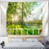 Wandteppiche Terrasse Landschaft 3D -Druck Wandteppich Wand Hanging Bohemian Stoff Große dekorative Decke Ästhetische Kunstkunstdekoration