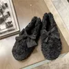 Повседневная обувь Bkqu Bowknot Lamb Wool Женская зимняя внешняя одежда мода.