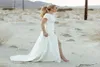 2016 Robes de mariée de plage de la gaine simple avec des manches courtes Train de cour longues robes de mariée sur mesure Front Split 3321350