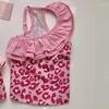 Vêtements pour chiens INS Puppy Vest Pink Leopard Print Swimsuit Cat Transformation Tenue de transformation avec bonnet de baignade