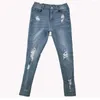 Damesjeans dames denimbroek dunne scheurpakte broek verontruste gat bodems Jean strakke y2k kleding