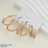 Hoop Earrings 6PCS Exaggerated Big Gold Plated Crystal Rhinestone Set For Women Shiny Circle Earring Party Banquet Jewelry Gift