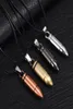 Men Titanium Steel Necklaces Bullet Pendant Leather Chain Necklace Women Jewelry4354846